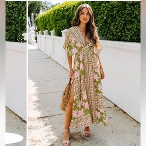A WORLD TO SEE FLORAL SLIT MIDI DRESS - VICI